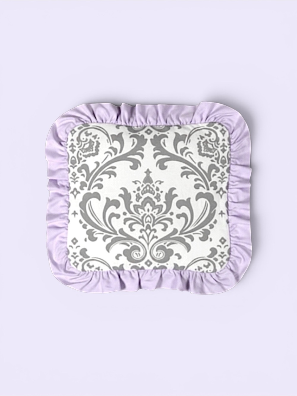 Carousel Designs Lilac and Gray Traditions Damask Decorative Pillow Square